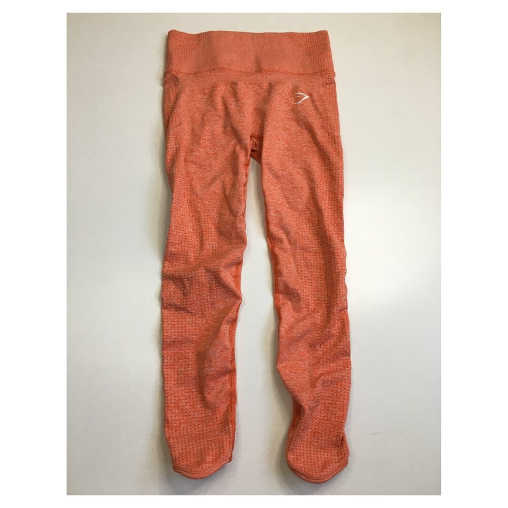 GYMSHARK Orange Zip Pocket Ruching Butt Enhancer Stretch Activewear Legging